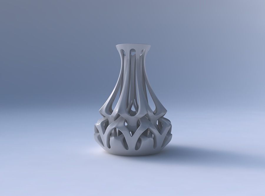 Vase curved narrow mid with intertwining lines tapered 2 3D print model_4