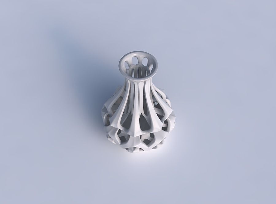 Vase curved narrow mid with intertwining lines tapered 2 3D print model_1