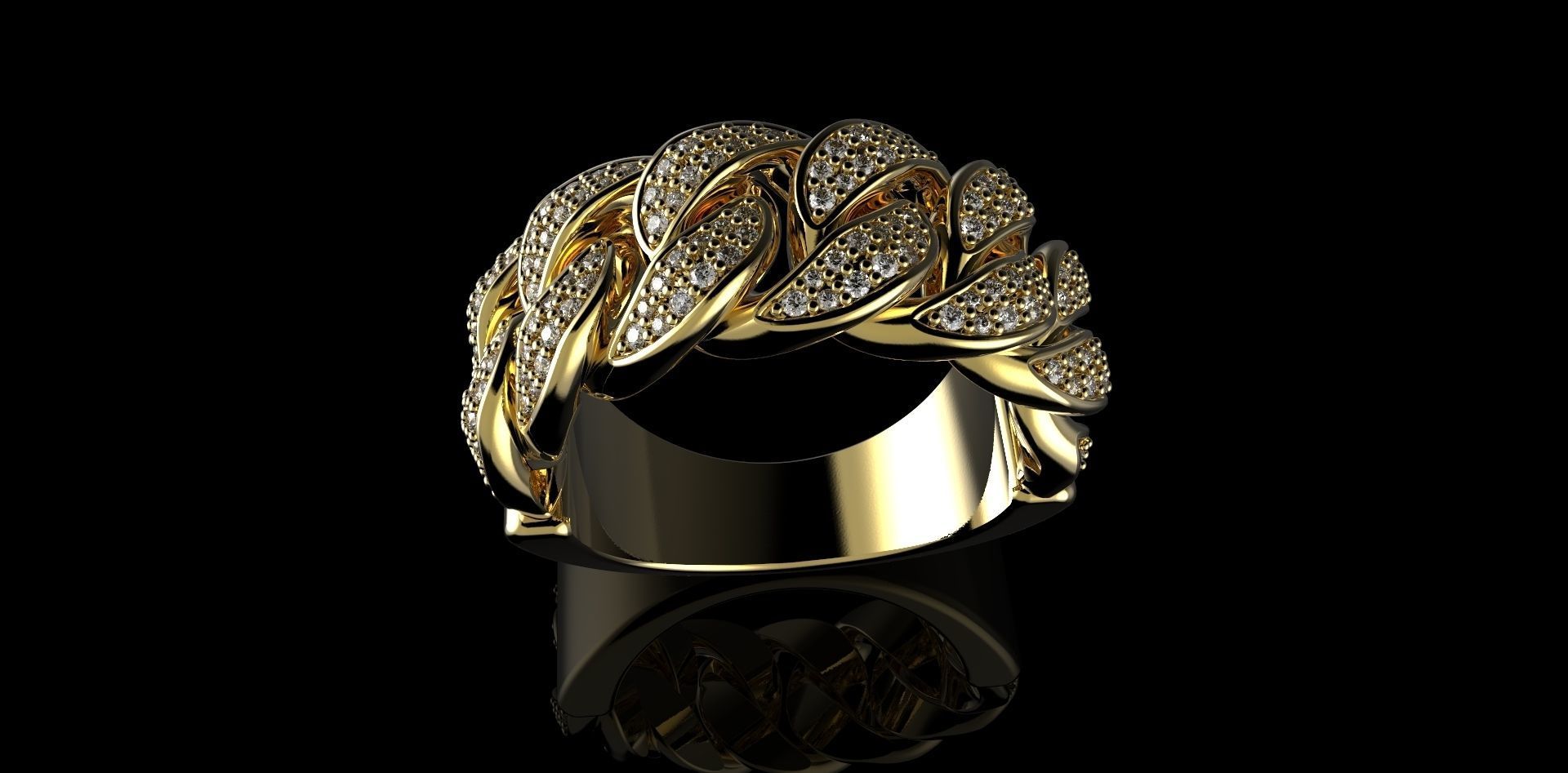 Cuban rings with small diamonds 4 3D print model_1