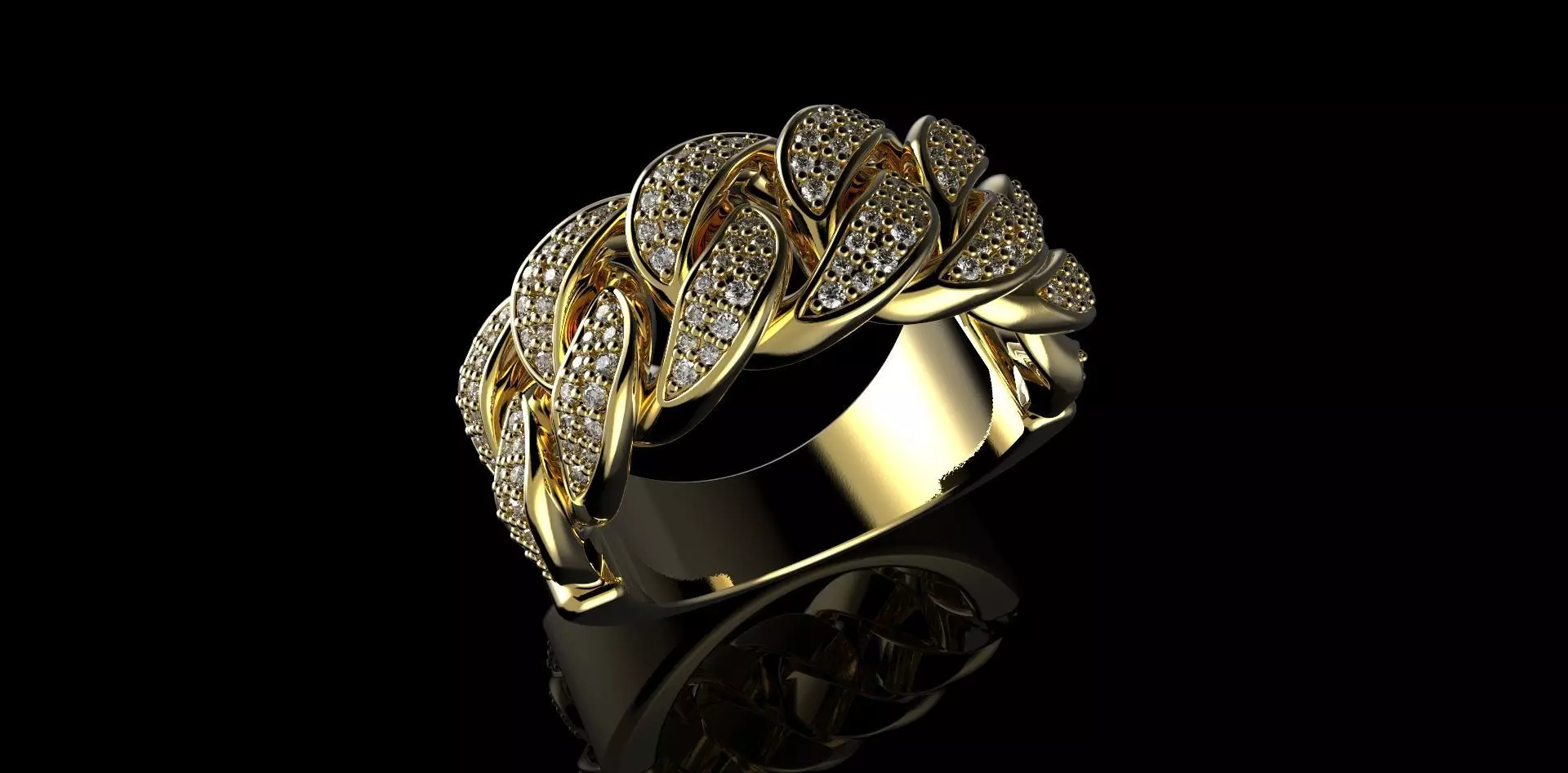 Cuban rings with small diamonds 4 3D print model_0