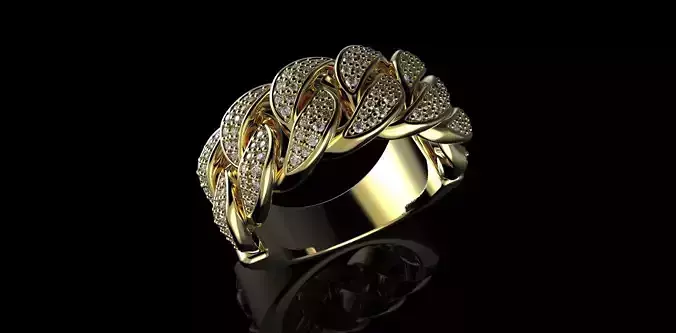 Cuban rings with small diamonds 4 3D print model