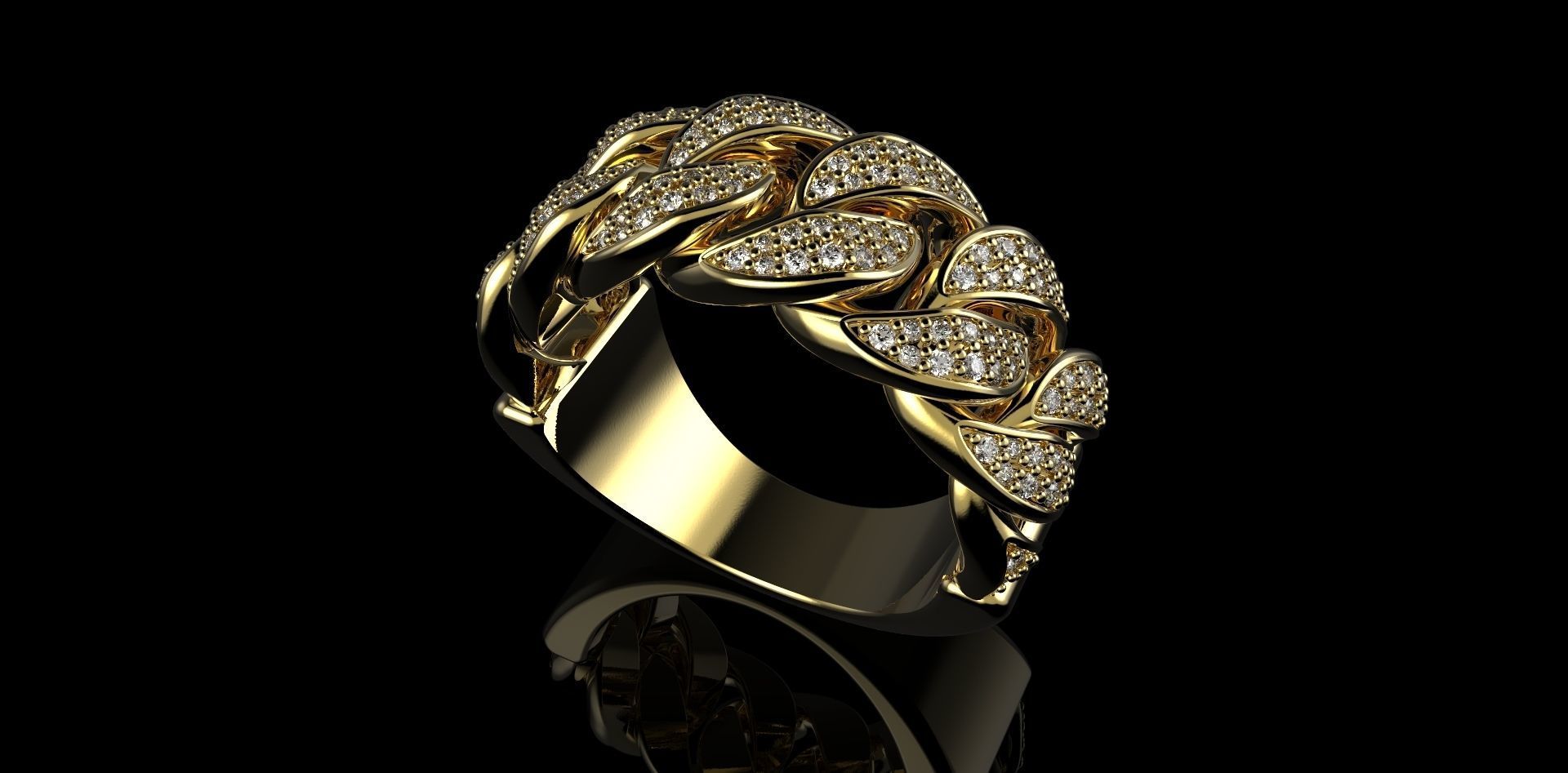Cuban rings with small diamonds 4 3D print model_2