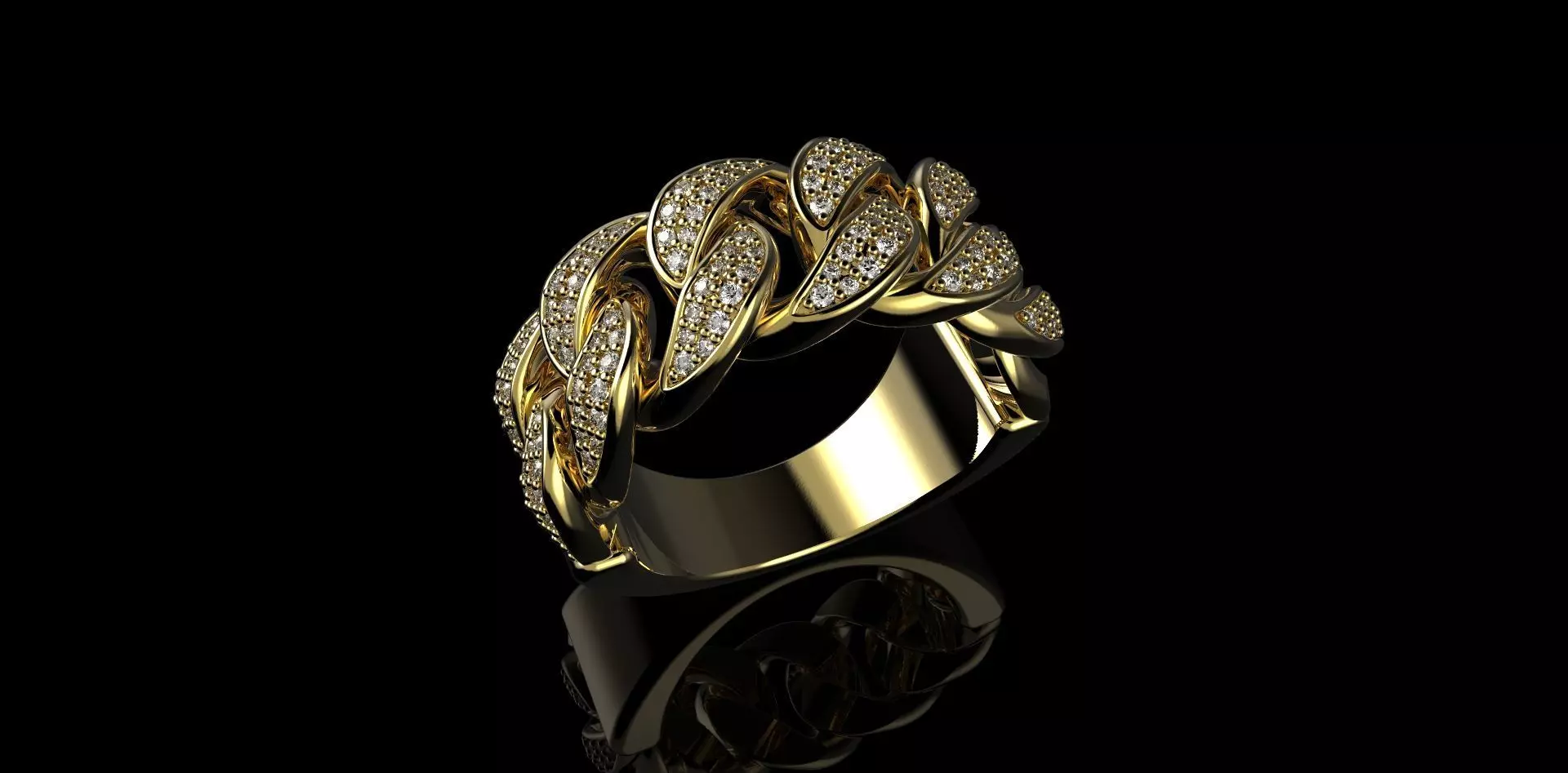 Cuban rings with small diamonds 5 3D print model_0