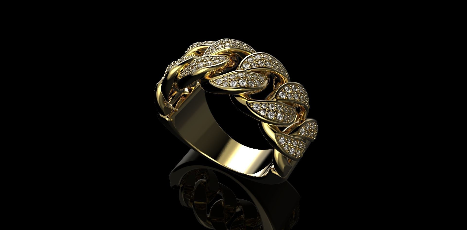 Cuban rings with small diamonds 5 3D print model_2