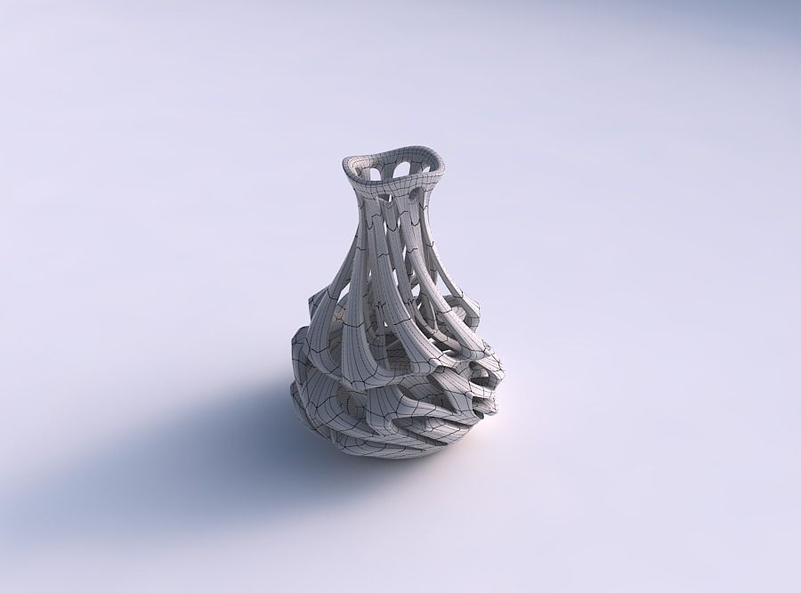 Vase curved narrow mid with intertwining lines twisted and ta... 3D print model_5
