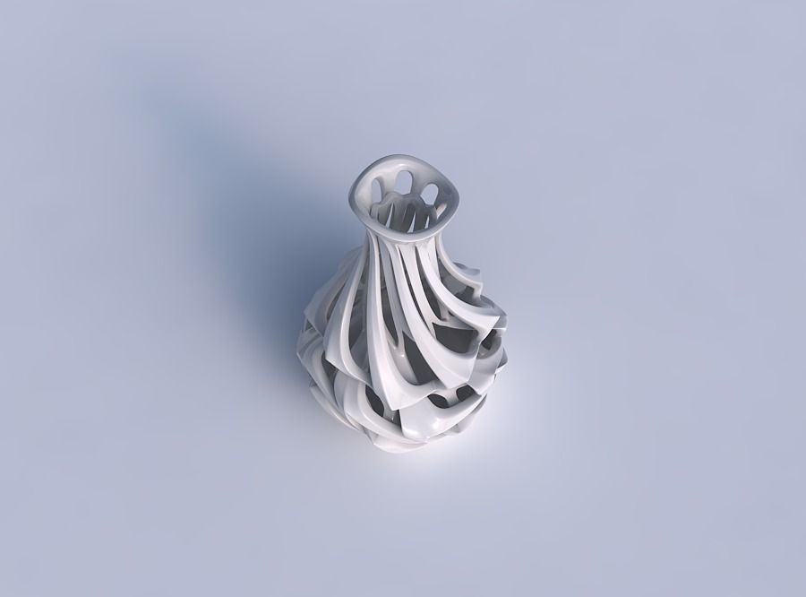 Vase curved narrow mid with intertwining lines twisted and ta... 3D print model_1