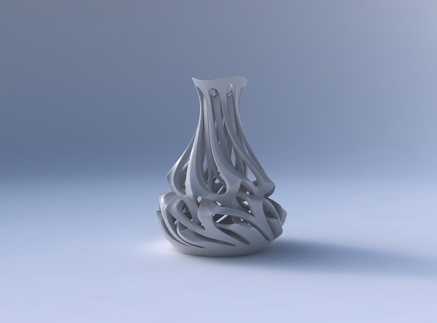 Vase curved narrow mid with intertwining lines twisted and ta... 3D print model_4