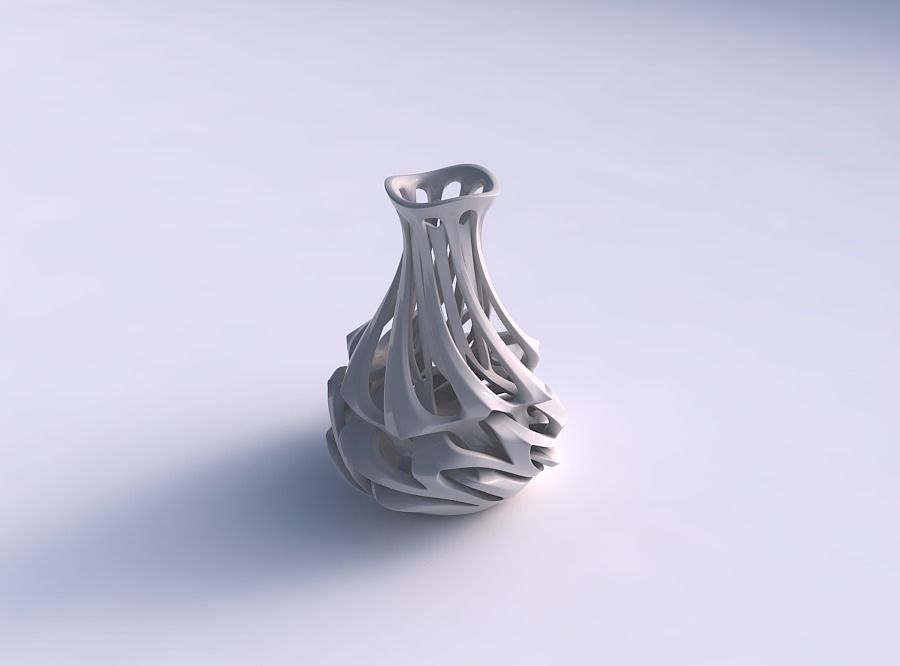 Vase curved narrow mid with intertwining lines twisted and ta... 3D print model_0