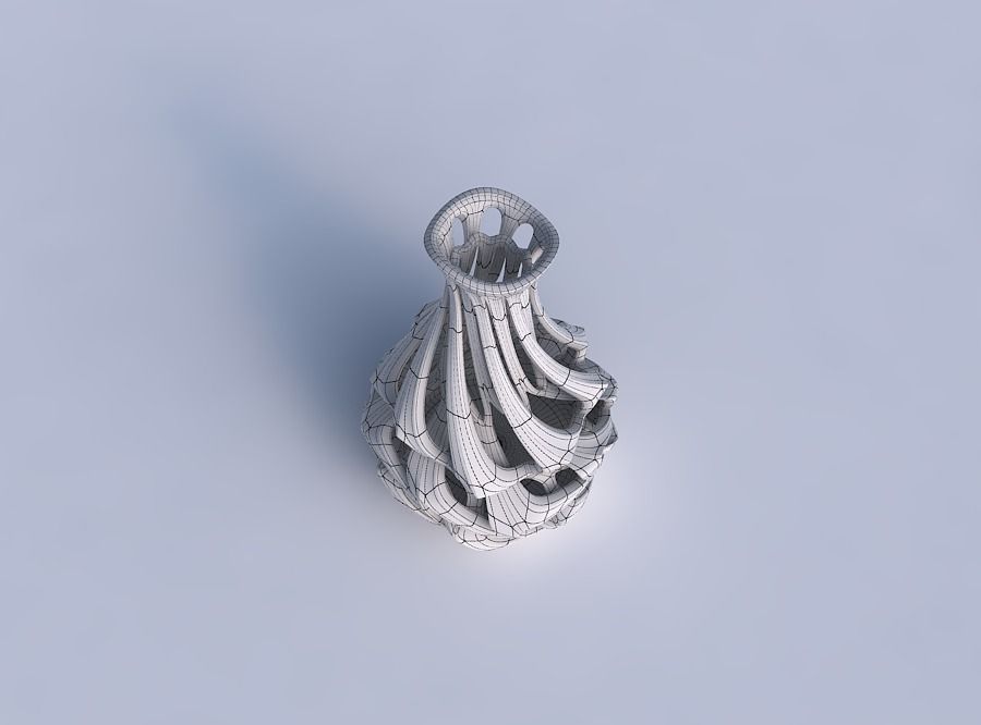 Vase curved narrow mid with intertwining lines twisted and ta... 3D print model_6