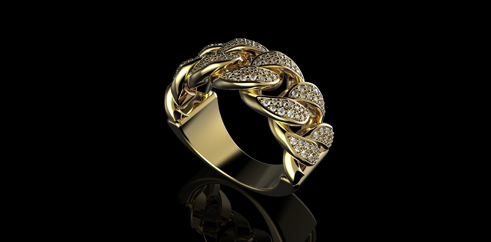 Cuban rings with small diamonds 6 3D print model_2