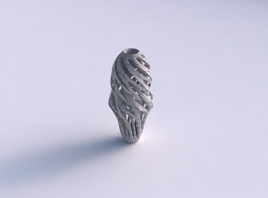 Vase curved mushroom with intertwining lines twisted and tapered 3D print model_5