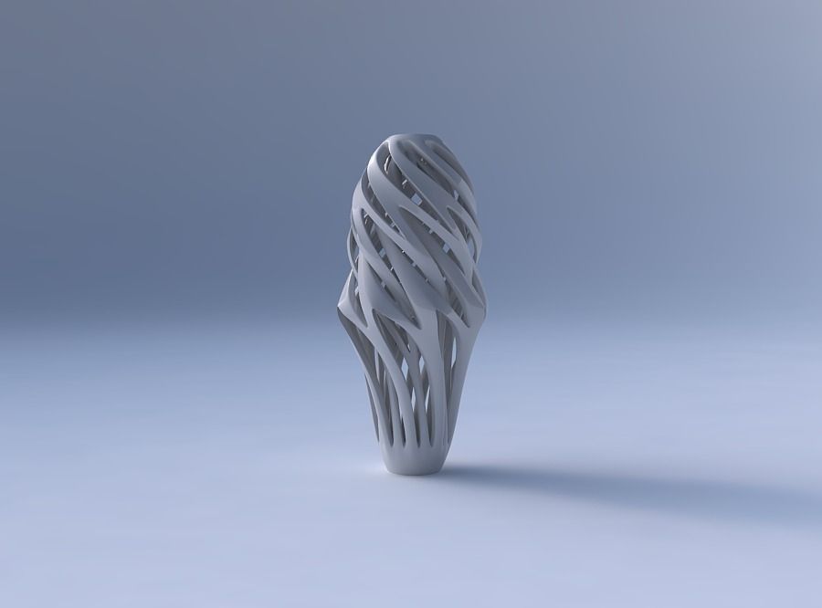 Vase curved mushroom with intertwining lines twisted and tapered 3D print model_4
