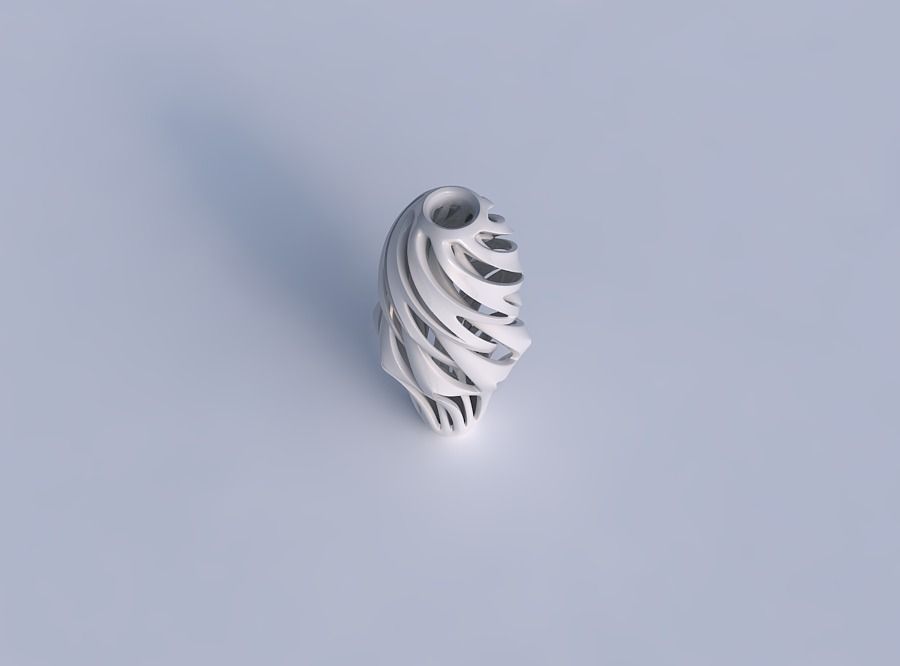 Vase curved mushroom with intertwining lines twisted and tapered 3D print model_1