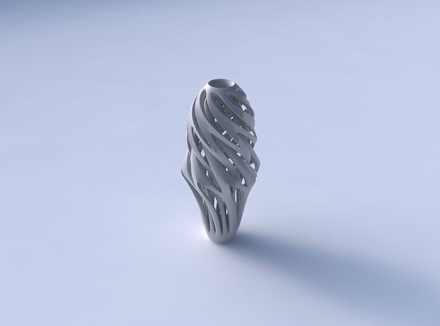 Vase curved mushroom with intertwining lines twisted and tapered 3D print model_3