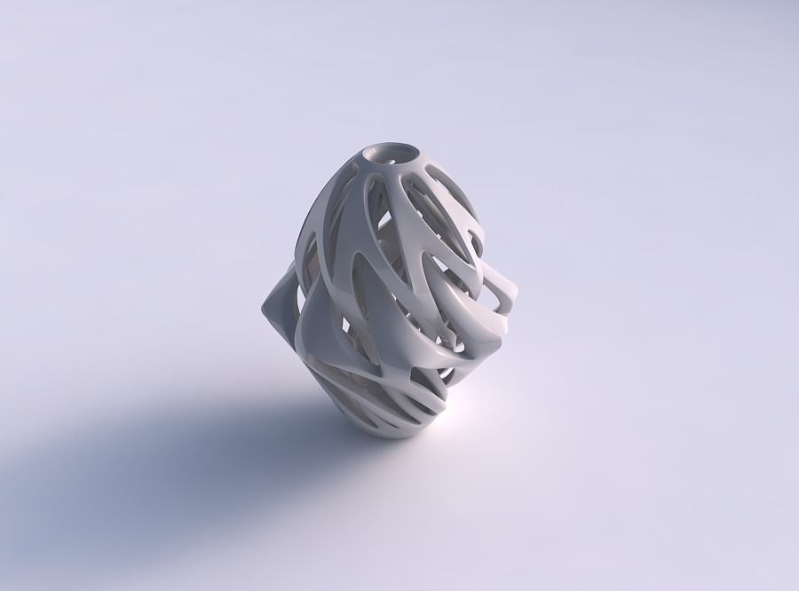 Vase curved mushroom with intertwining lines twisted and tape... 3D print model_0