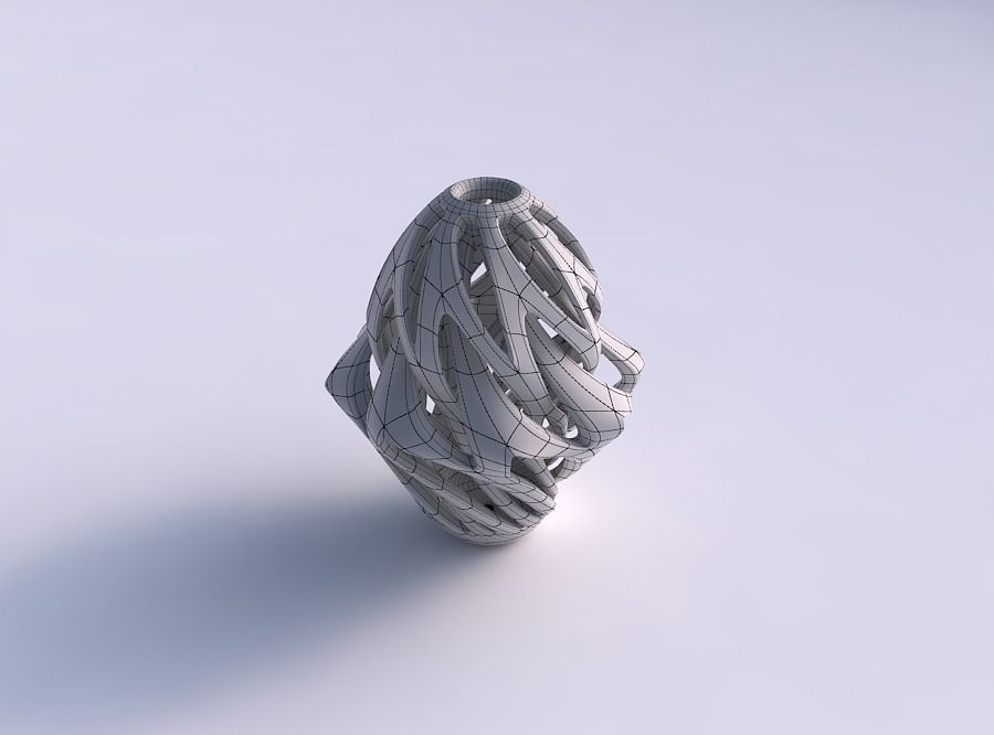 Vase curved mushroom with intertwining lines twisted and tape... 3D print model_5