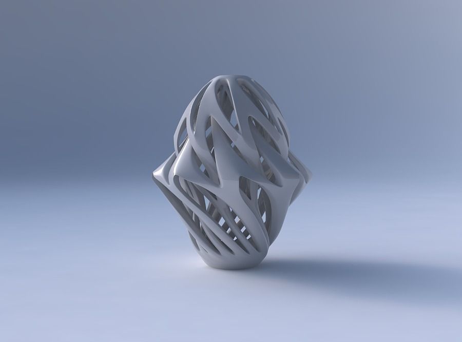 Vase curved mushroom with intertwining lines twisted and tape... 3D print model_4