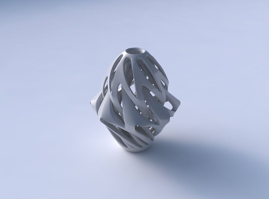 Vase curved mushroom with intertwining lines twisted and tape... 3D print model_3