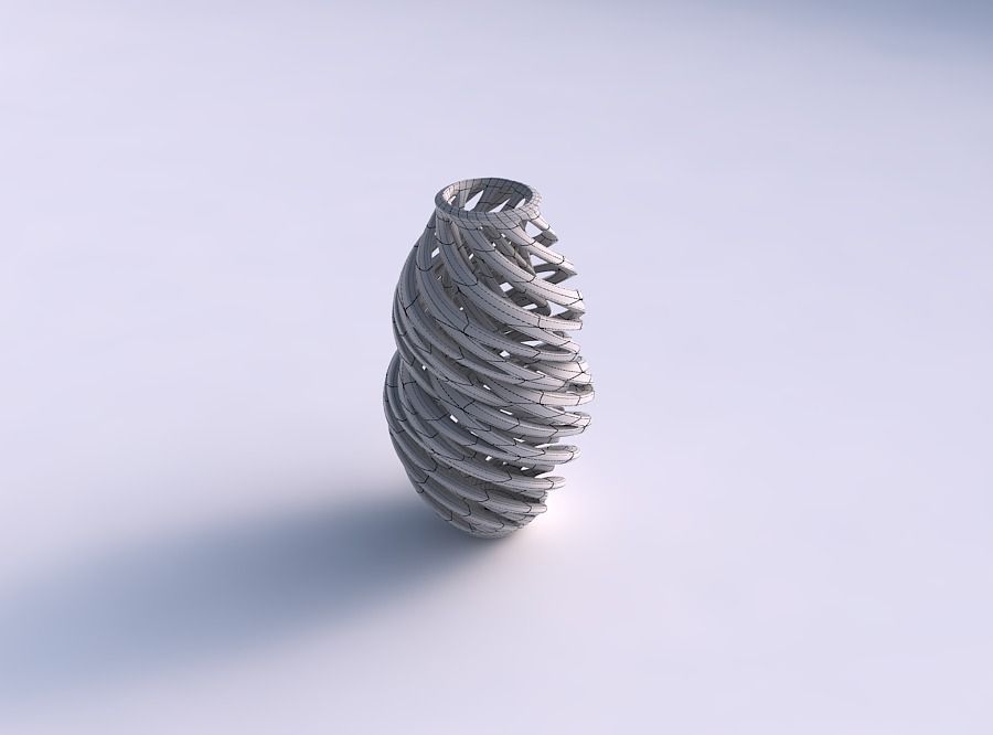 Vase curved medium with intertwining lines very twisted 3D print model_5