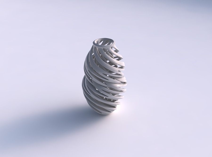 Vase curved medium with intertwining lines very twisted 3D print model_0
