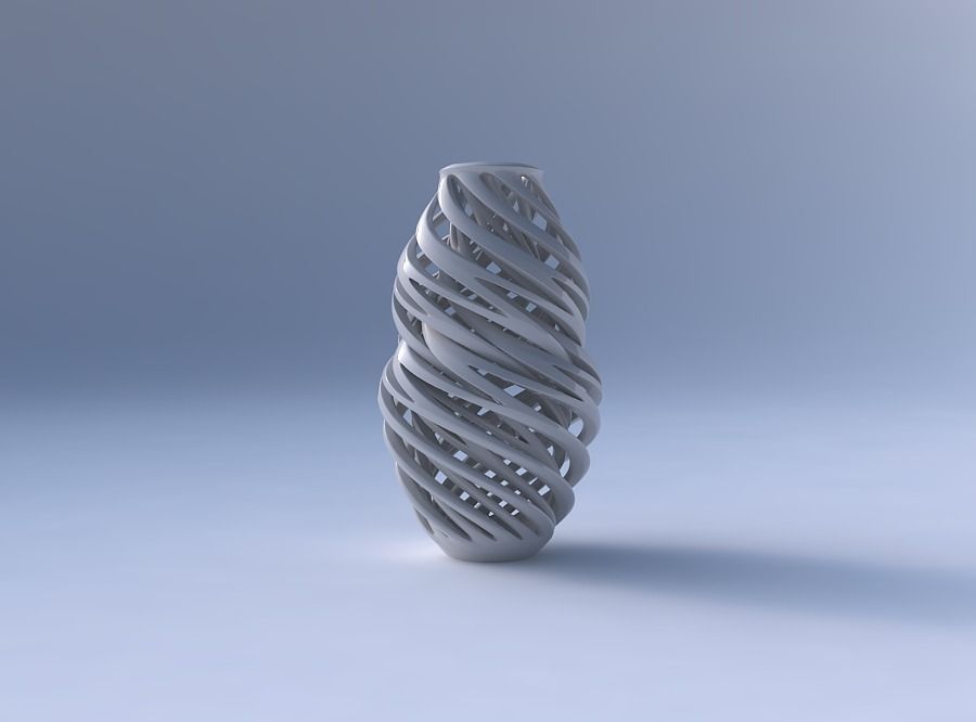 Vase curved medium with intertwining lines very twisted 3D print model_4