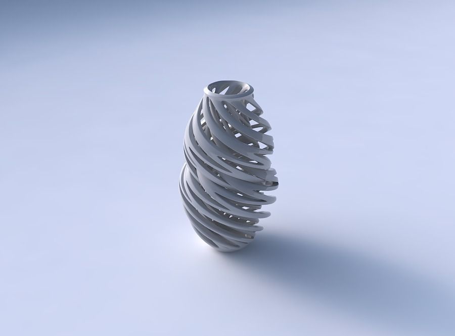 Vase curved medium with intertwining lines very twisted 3D print model_3