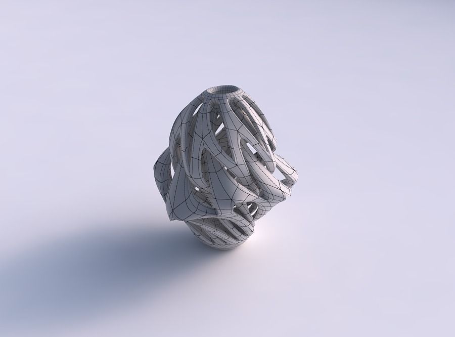 Vase curved mushroom with intertwining lines twisted and tape... 3D print model_5