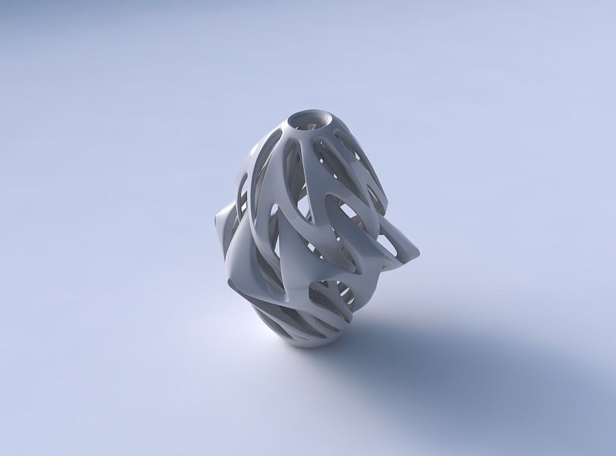 Vase curved mushroom with intertwining lines twisted and tape... 3D print model_3