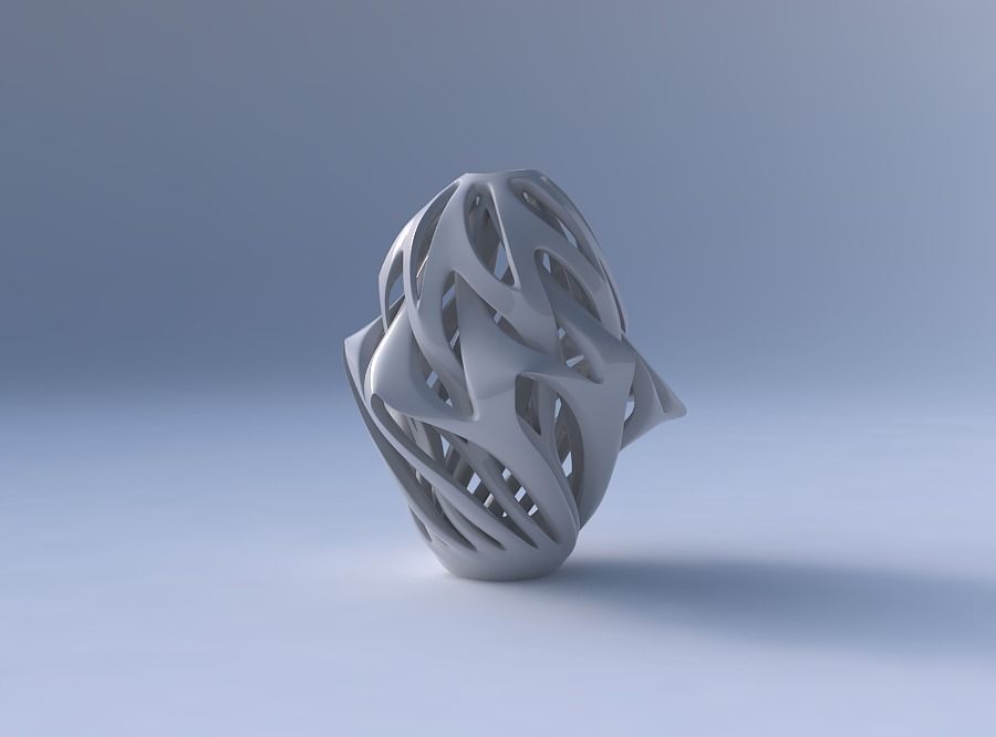 Vase curved mushroom with intertwining lines twisted and tape... 3D print model_4