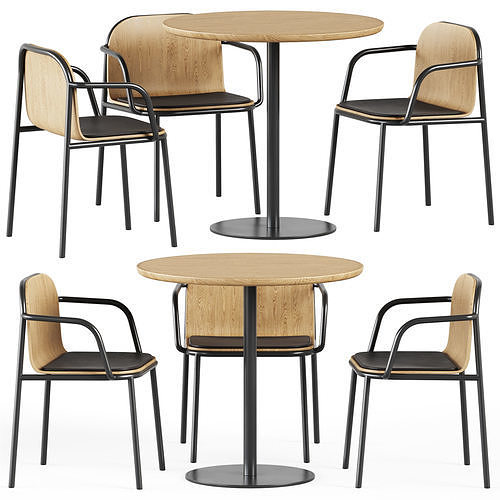 Fix Table 630 by Ton and Shell Armrest Chair by Annud 3D model