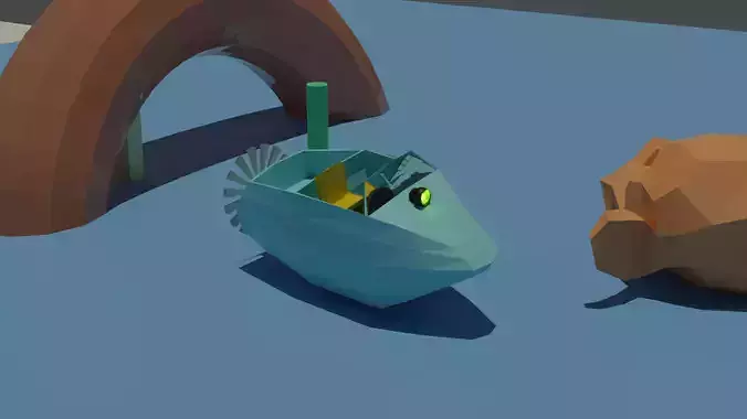 low-poly boat animated