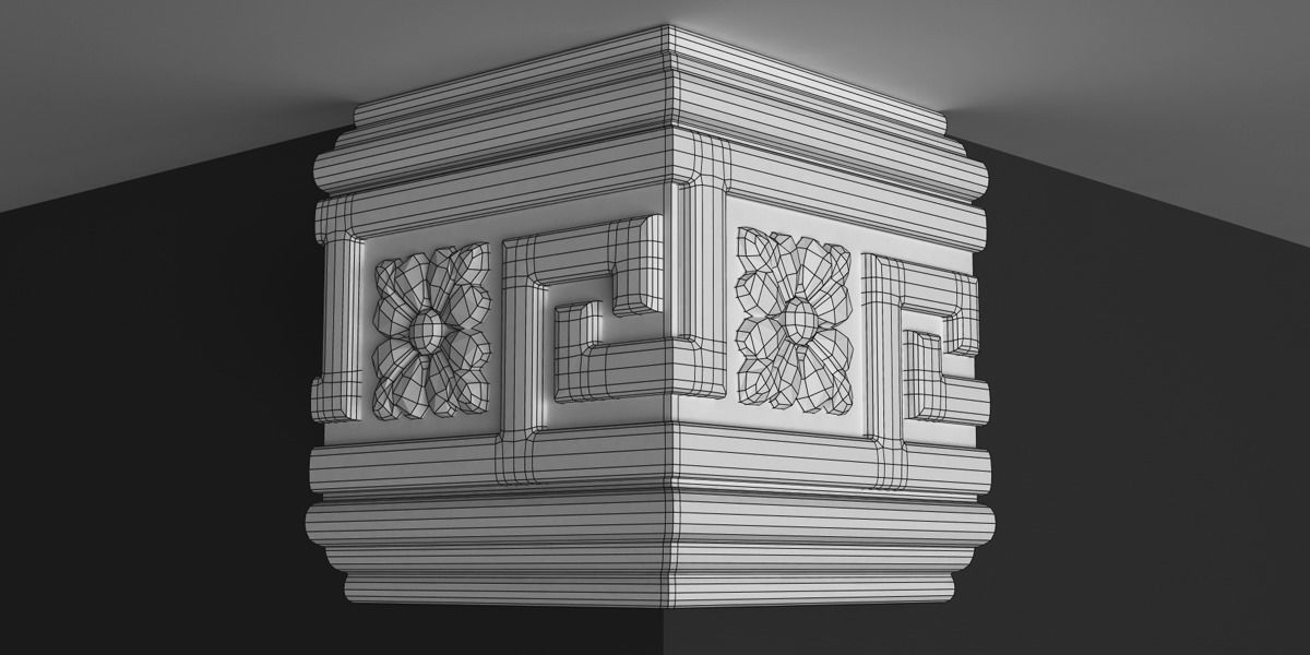 Moulding Cornice 3D Model with Simple Organic Elements 3D model_8