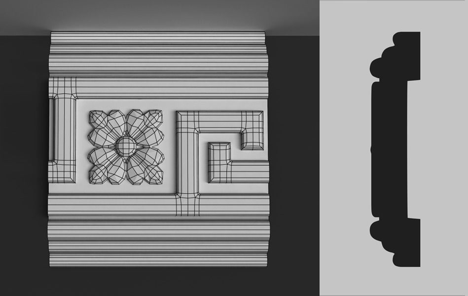 Moulding Cornice 3D Model with Simple Organic Elements 3D model_2