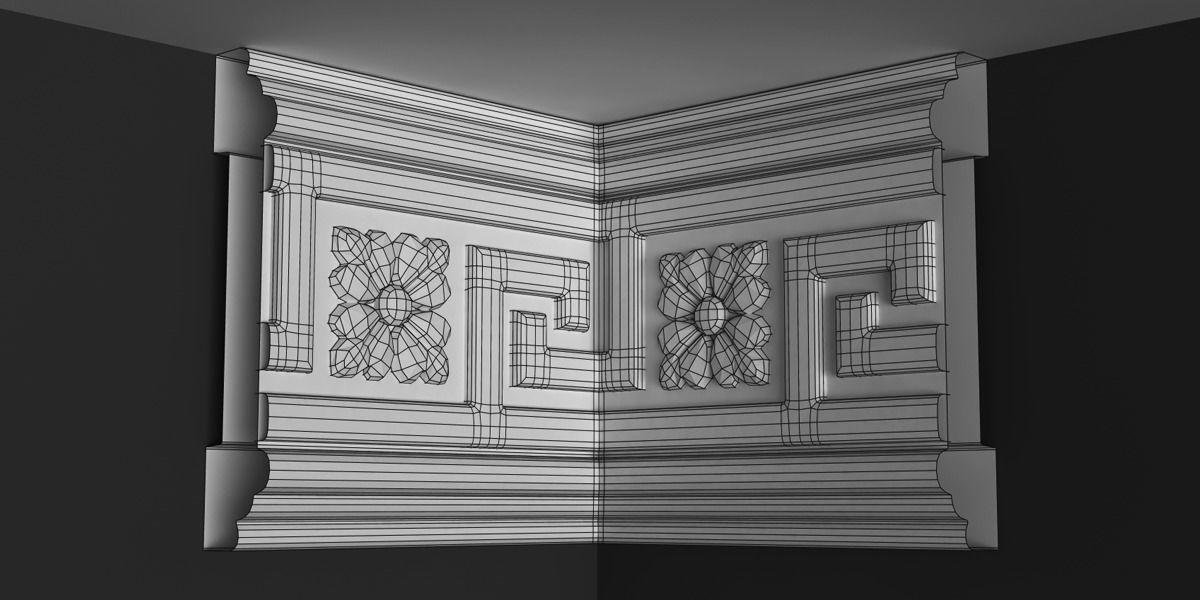 Moulding Cornice 3D Model with Simple Organic Elements 3D model_5