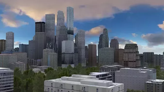 Modern VR City Low-poly 3D model 3