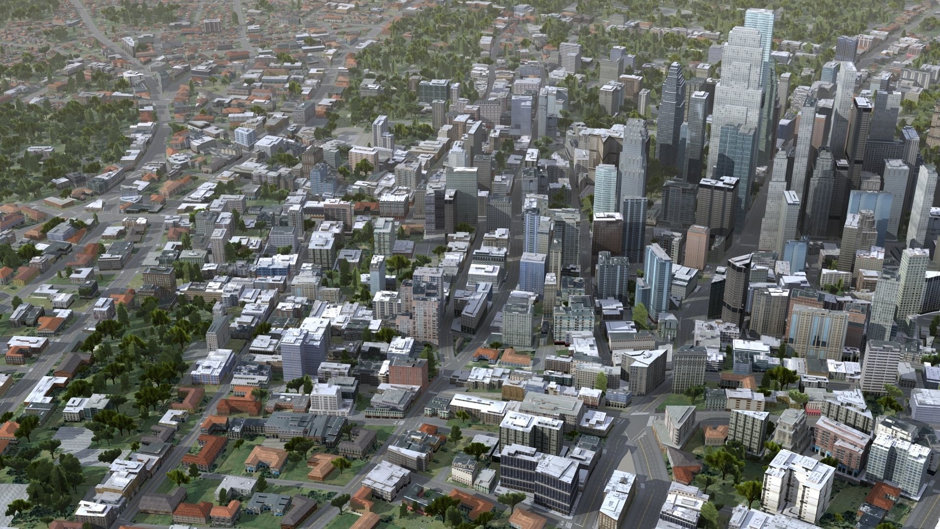 Modern VR City Low-poly 3D model_1