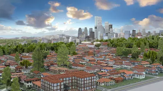 Modern VR City Low-poly 3D model 6