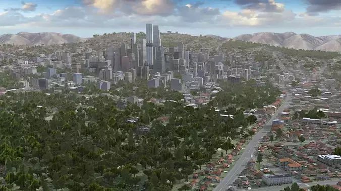 Modern VR City Low-poly 3D model 7