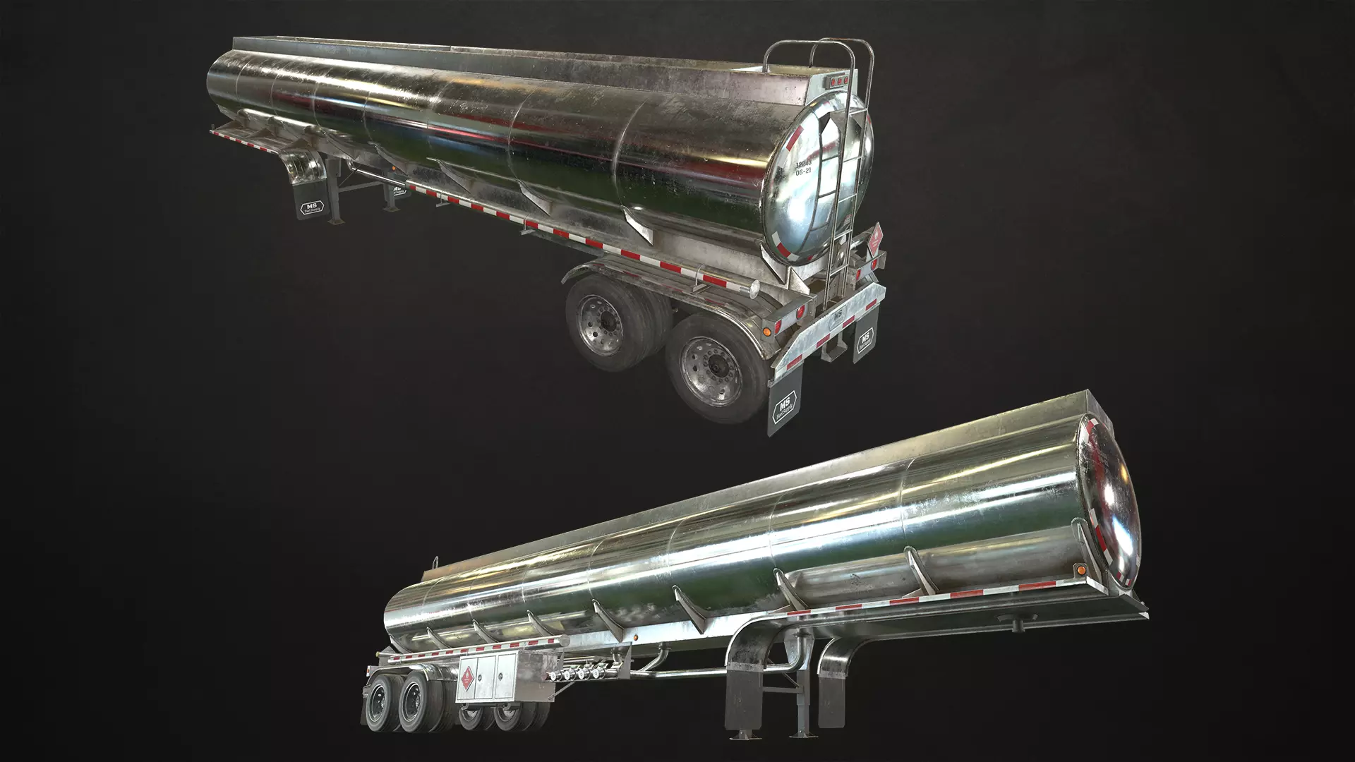 Fuel Tank Trailer Low-poly 3D model_0
