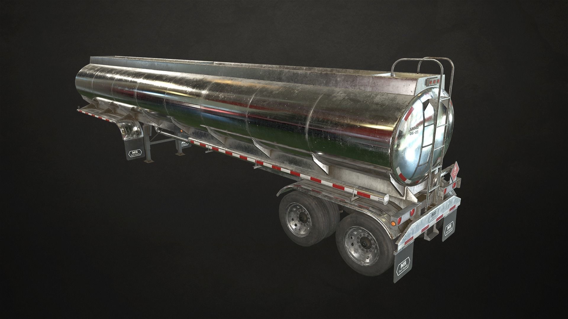 Fuel Tank Trailer Low-poly 3D model_3