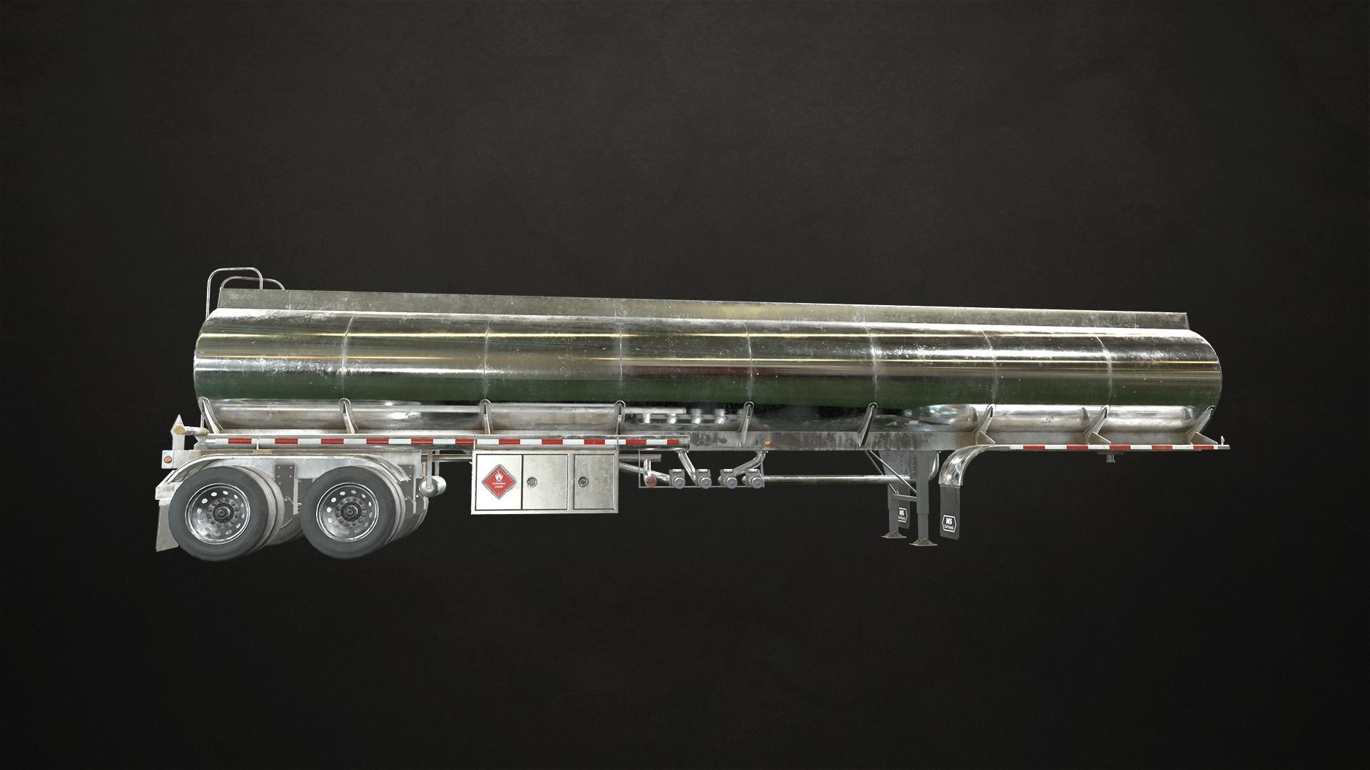 Fuel Tank Trailer Low-poly 3D model_9