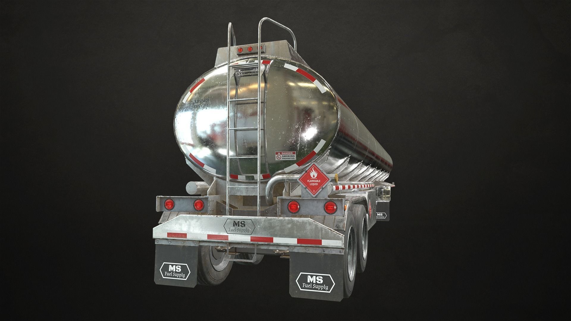 Fuel Tank Trailer Low-poly 3D model_5