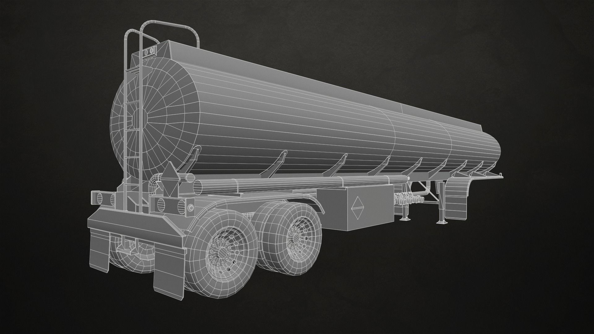 Fuel Tank Trailer Low-poly 3D model_12