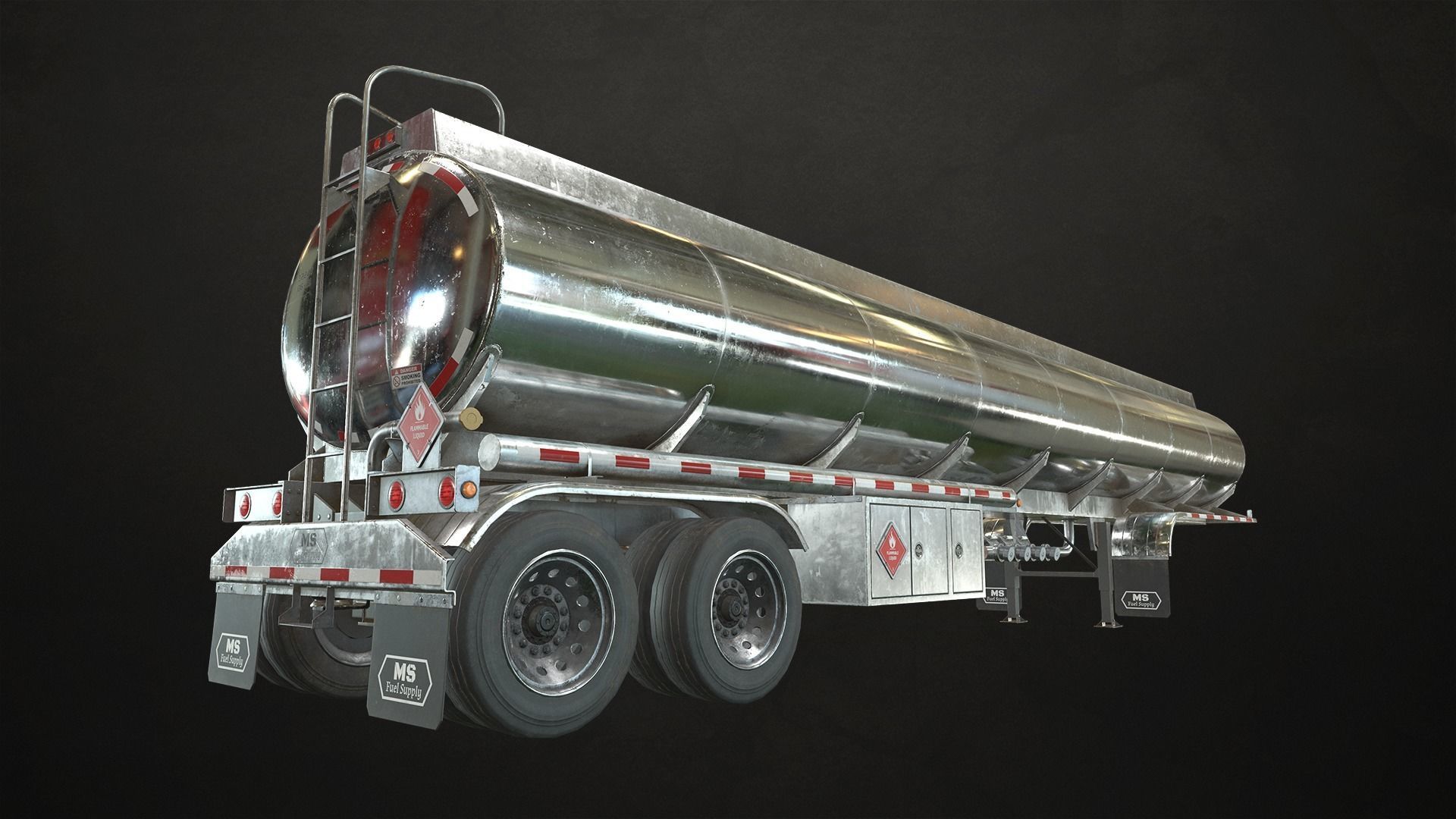 Fuel Tank Trailer Low-poly 3D model_7
