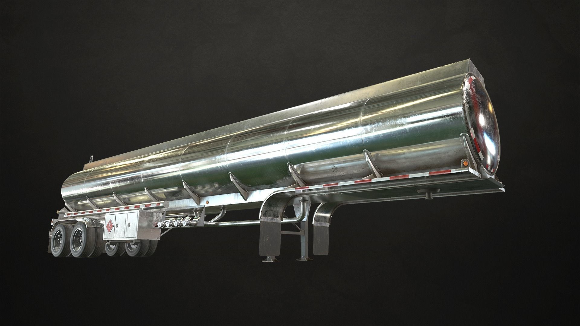 Fuel Tank Trailer Low-poly 3D model_2