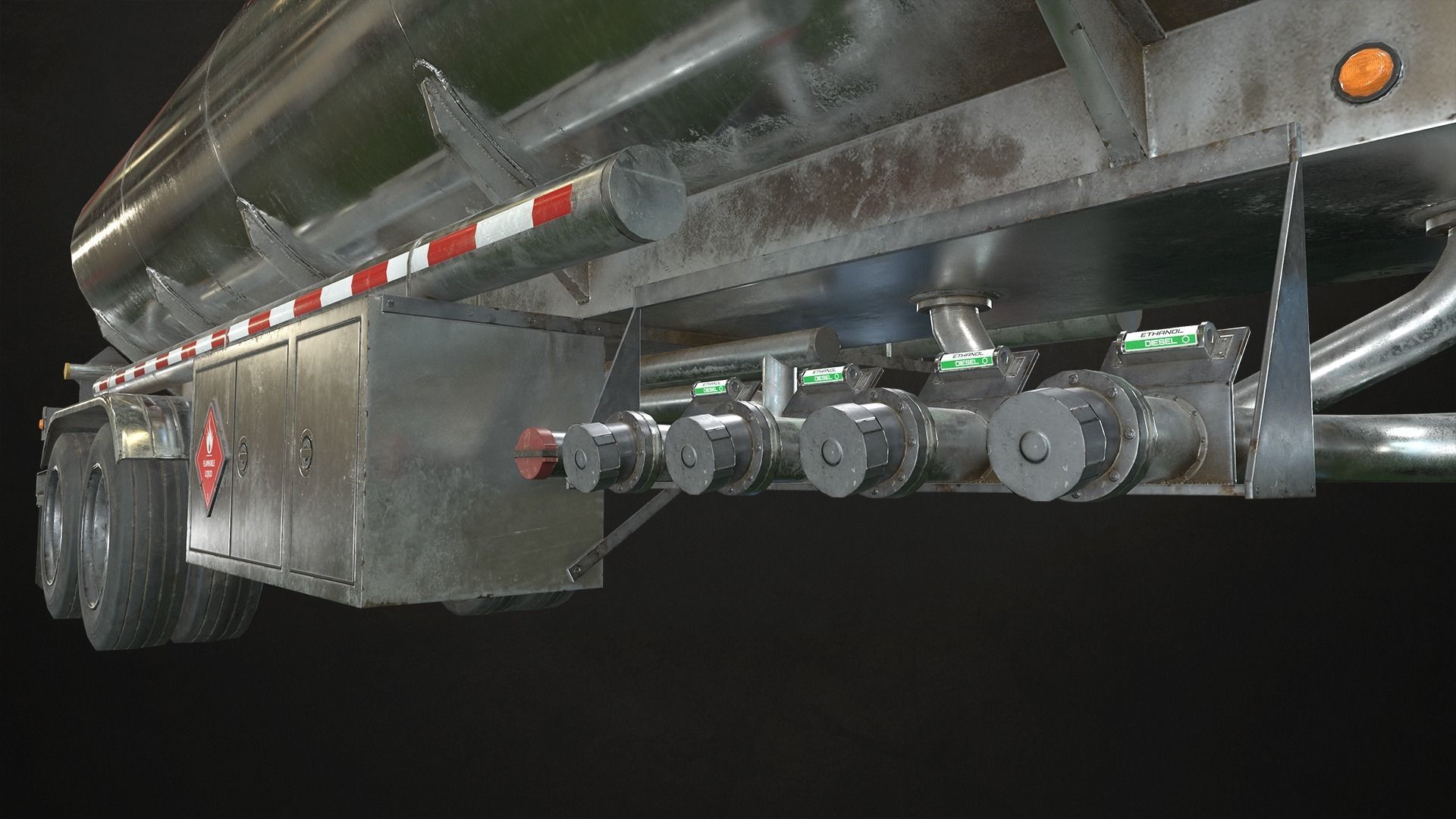 Fuel Tank Trailer Low-poly 3D model_10