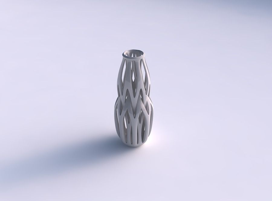 Vase curved medium with intertwining lines tapered 3D print model_0