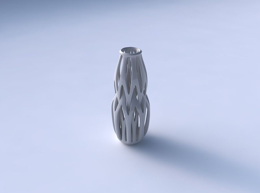 Vase curved medium with intertwining lines tapered 3D print model_3