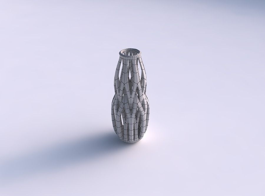 Vase curved medium with intertwining lines tapered 3D print model_5