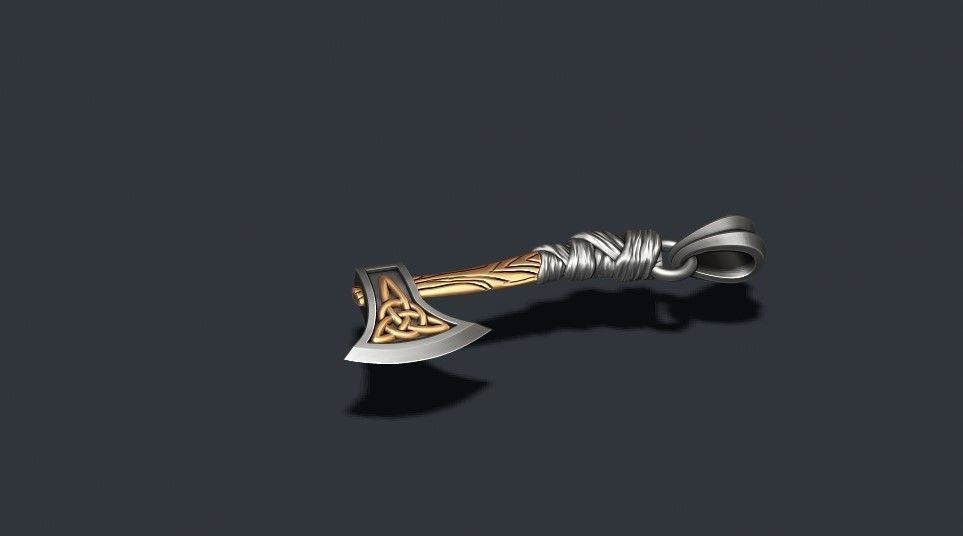 Viking axe pendant 3D print model_2